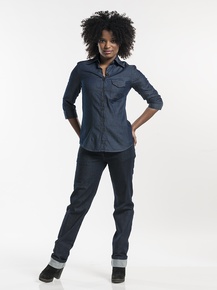 Women Blue Denim Stretch 3/4 Sleeve - Chaud Devant - CD-619