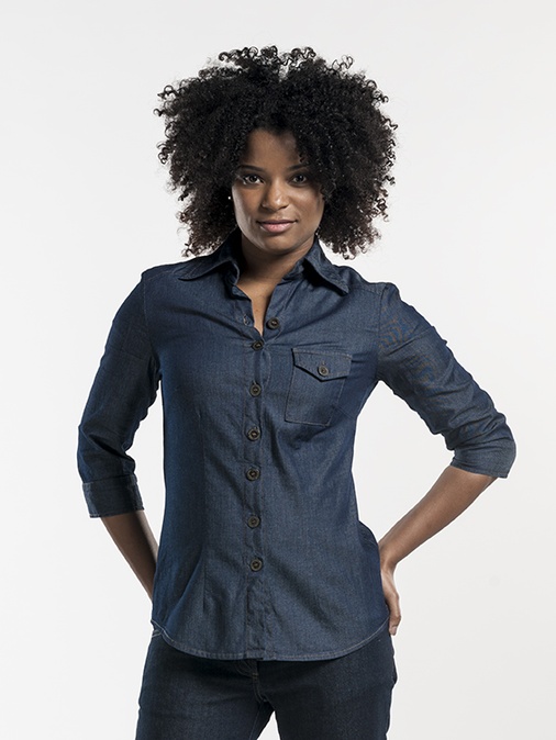 Women Blue Denim Stretch 3/4 Sleeve - Chaud Devant - CD-619